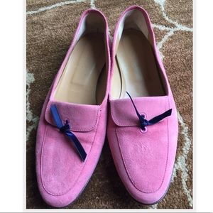 J. Crew Shoes | Pink Suede Bow Flats | Navy/Pink